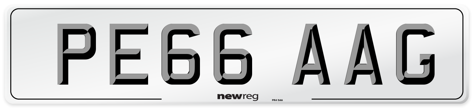 PE66 AAG Number Plate from New Reg